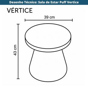 Desenho Tecnico Sala de Estar Puff Vertice Jaspe Vemelho